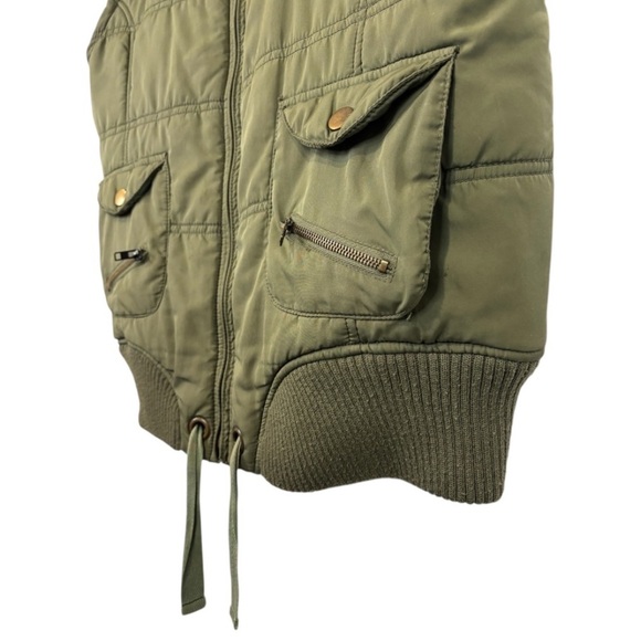 St. Bernard Olive Green Puffer Vest with Faux Fur Trim & Detachable Hood Size 16 - Picture 8 of 14